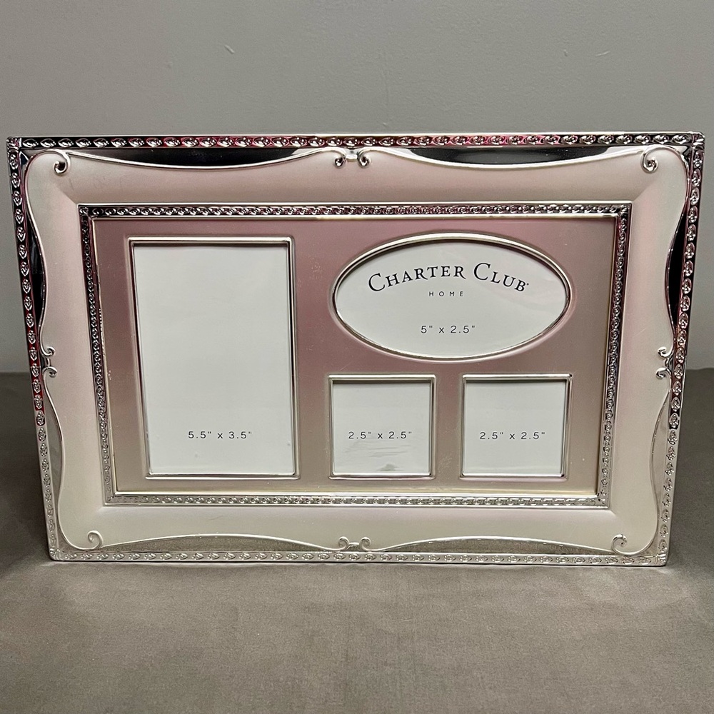 NIB Charter Club Silver Plated Baby Keepsake Wood Box 15.5x10x3”